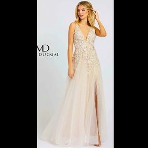 Mac Duggal Pastel Floral Tulle Wedding Fairy Garden Prom Dress